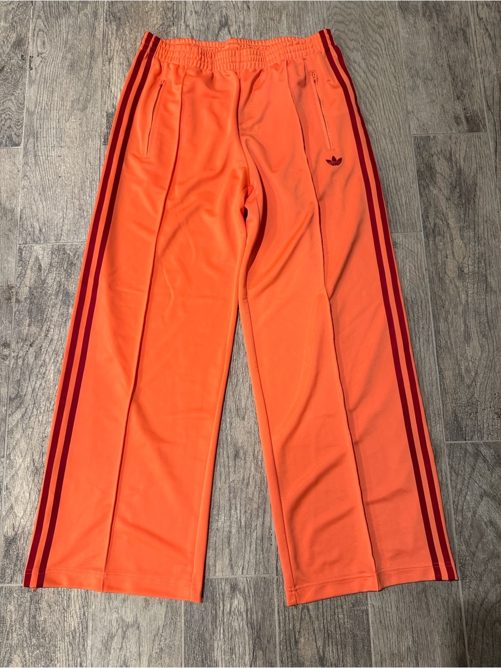 adidas Kids Orange Sweatpants with Red Side Stripes